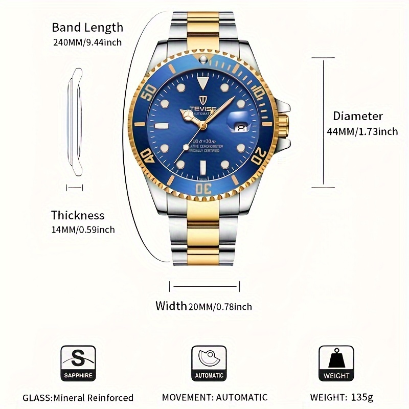 TEVISE New Men Mechanical Wris - Cartier Watch Tank recension och pris